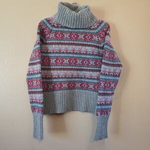 Sundance Lambswool Fair Isle Nordic Patterned Turtleneck Sweater Wool Medium